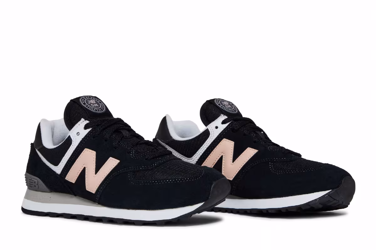 New Balance Women's 574 Black Oyster Pink, view 9