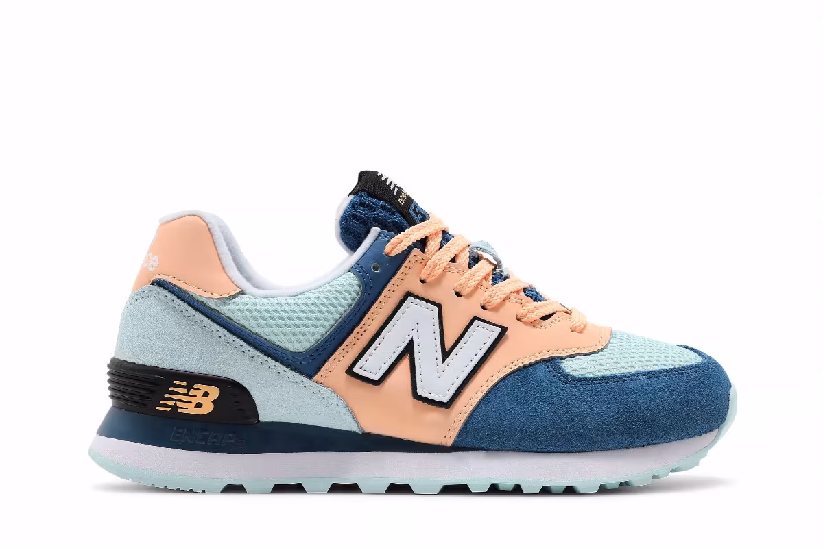 New Balance Women's 574 Light Mango Blue, view 2