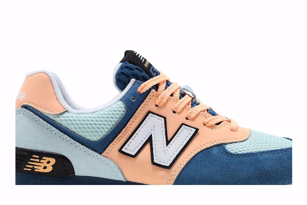 New Balance Women's 574 Light Mango Blue, view 3