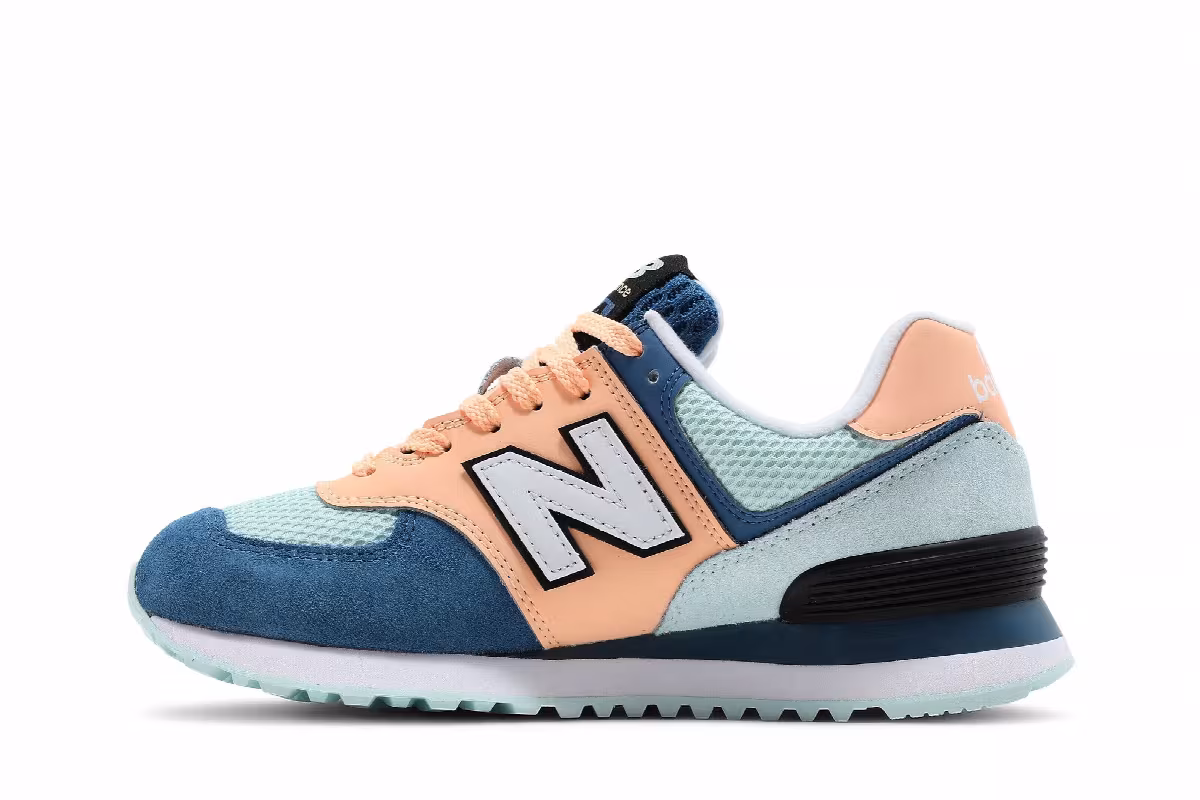 New Balance Women's 574 Light Mango Blue, view 4