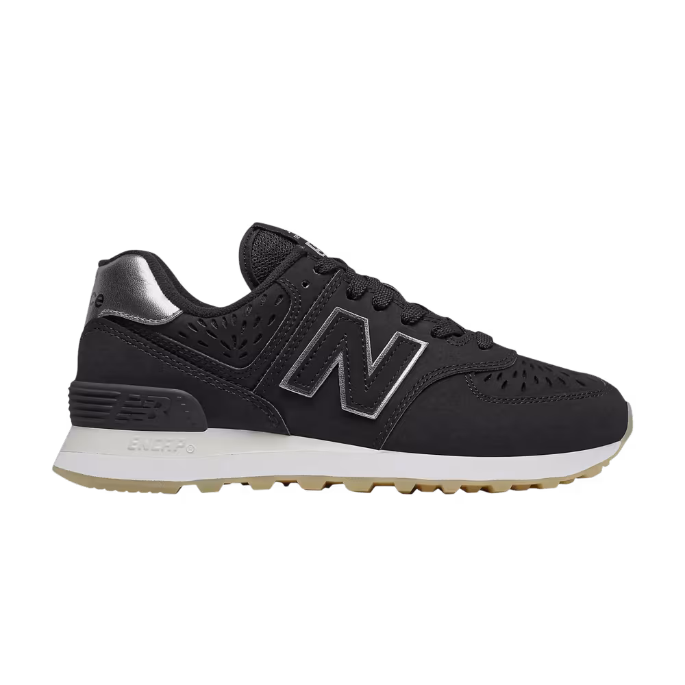 New Balance Women's 574 Black Dark Silver Metallic