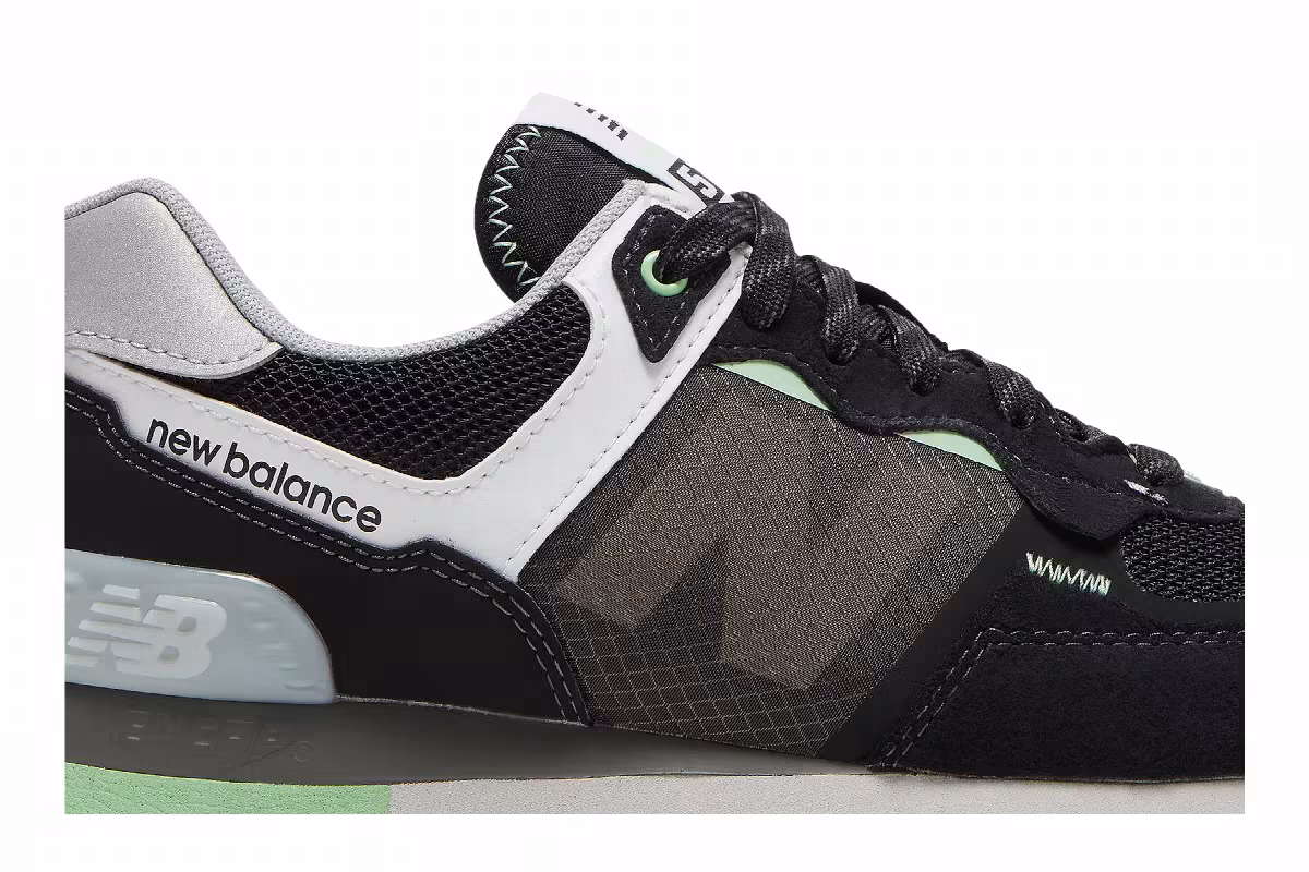 New Balance Women's 574 Black Green, view 3
