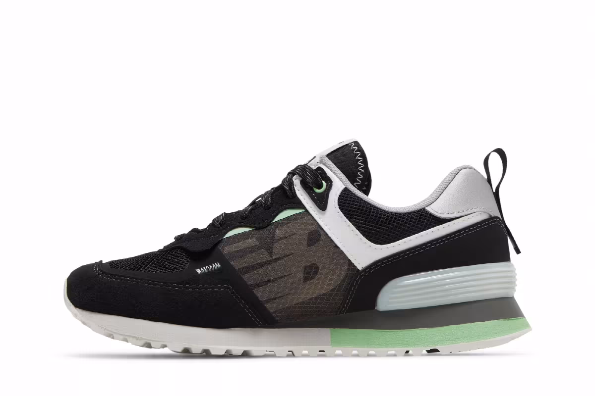 New Balance Women's 574 Black Green, view 4