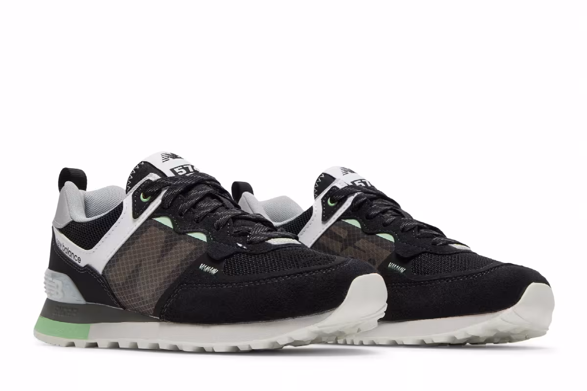 New Balance Women's 574 Black Green, view 9