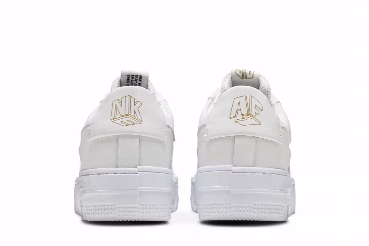 Nike Women's Air Force 1 Pixel White Gold Chain, view 7