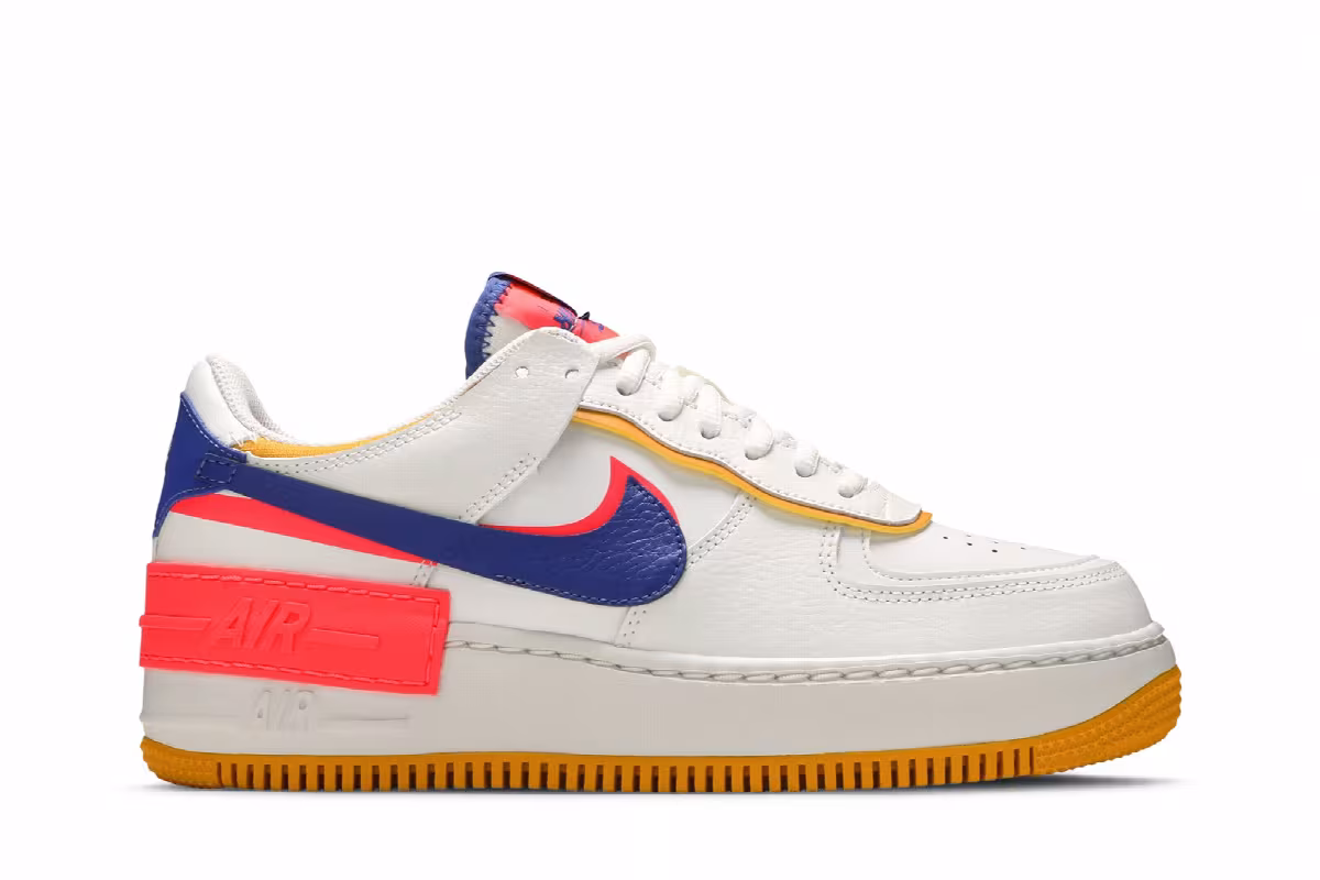 Nike Women's Air Force 1 Shadow White Crimson Blue, view 2