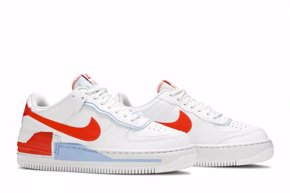 Nike Women's Air Force 1 Shadow SE Team Orange Blue, view 9
