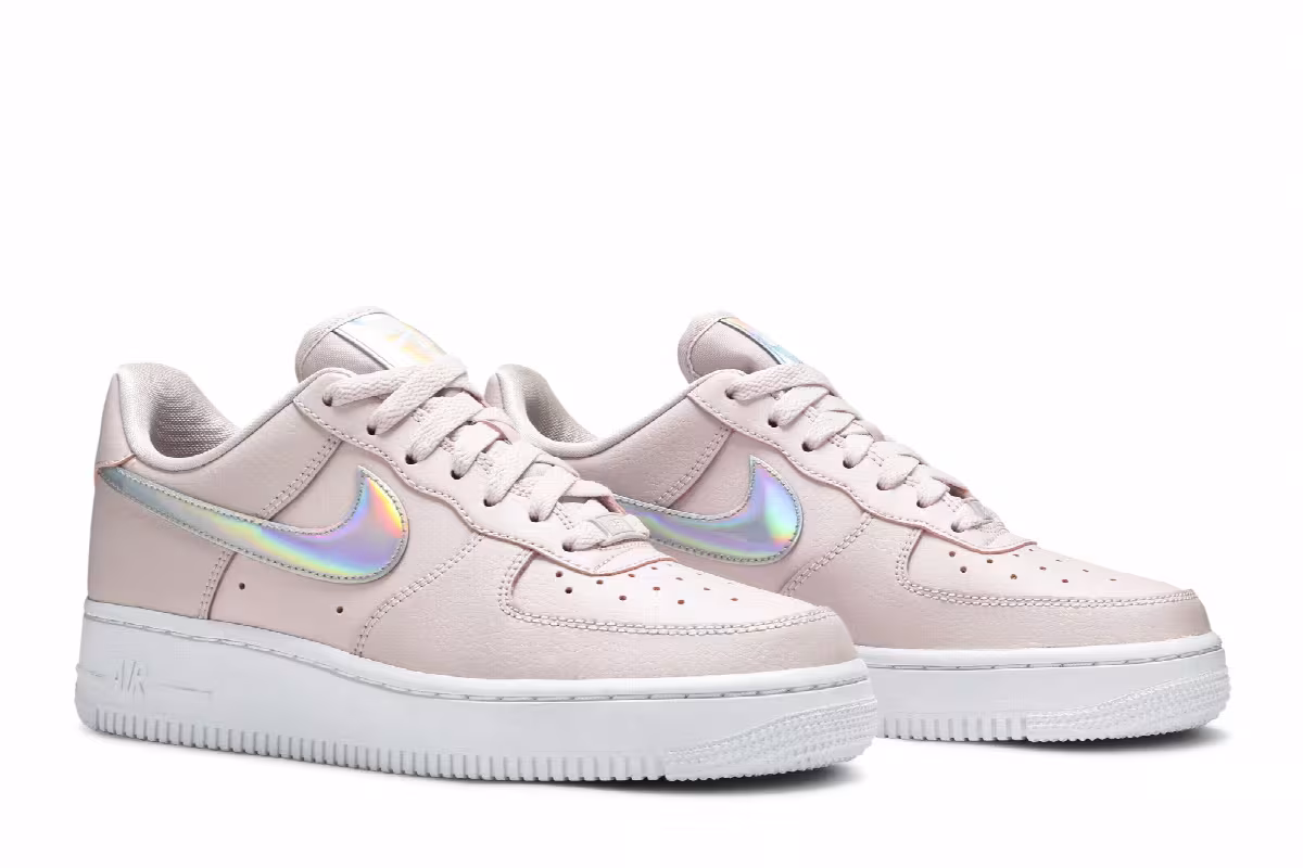 Nike Women's Air Force 1 Low Pink Iridescent, view 9