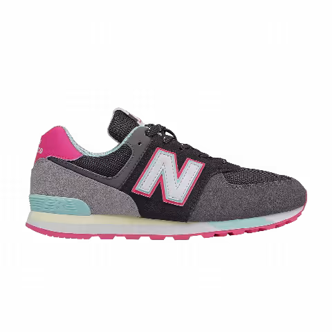 New Balance 574 Big Kid Wide 'Black Pink Glow'