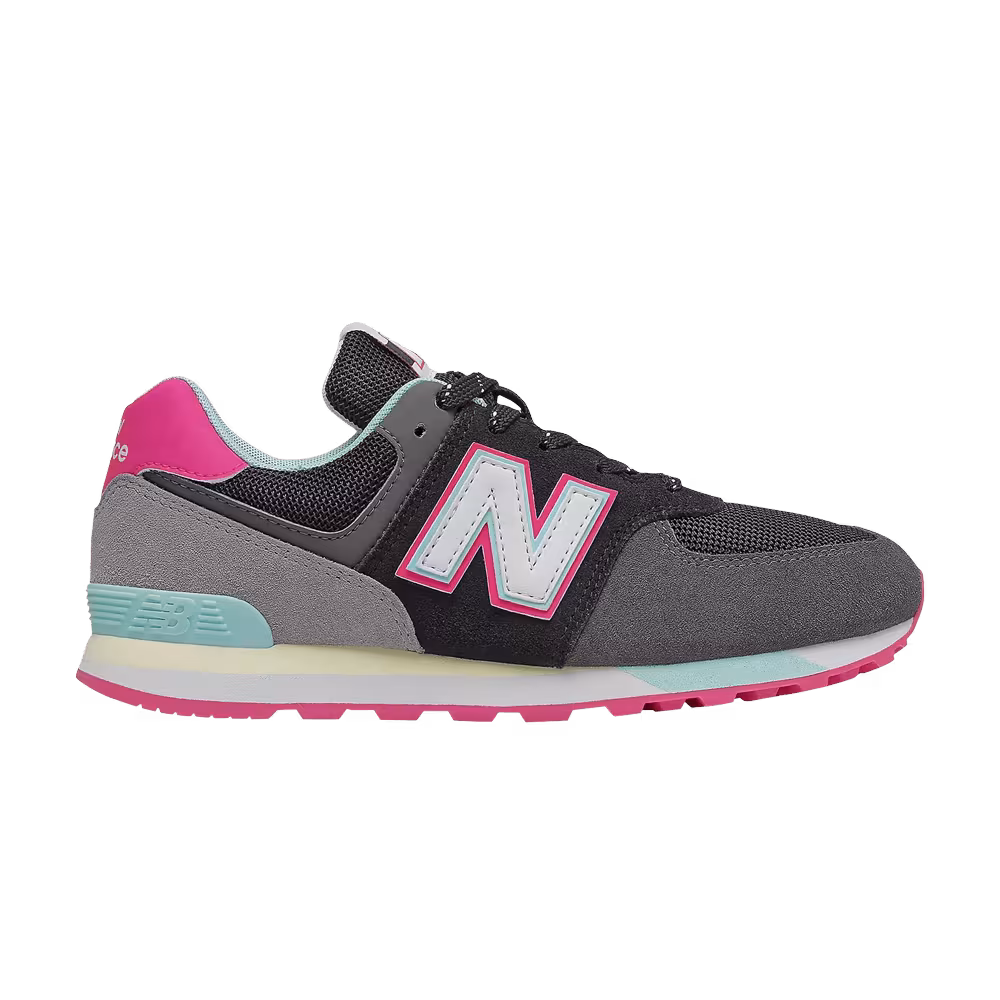 New Balance 574 Big Kid Wide Black Pink Glow