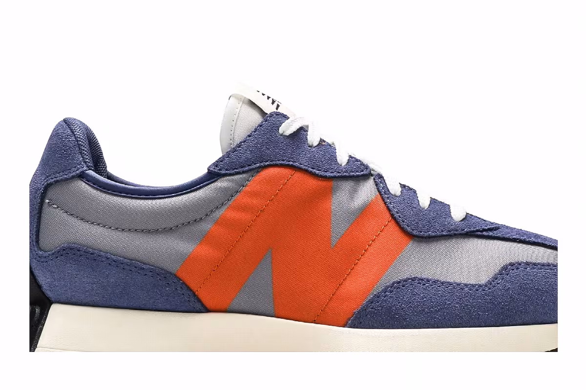 New Balance Women's 327 Magnetic Blue Varsity Orange, view 3