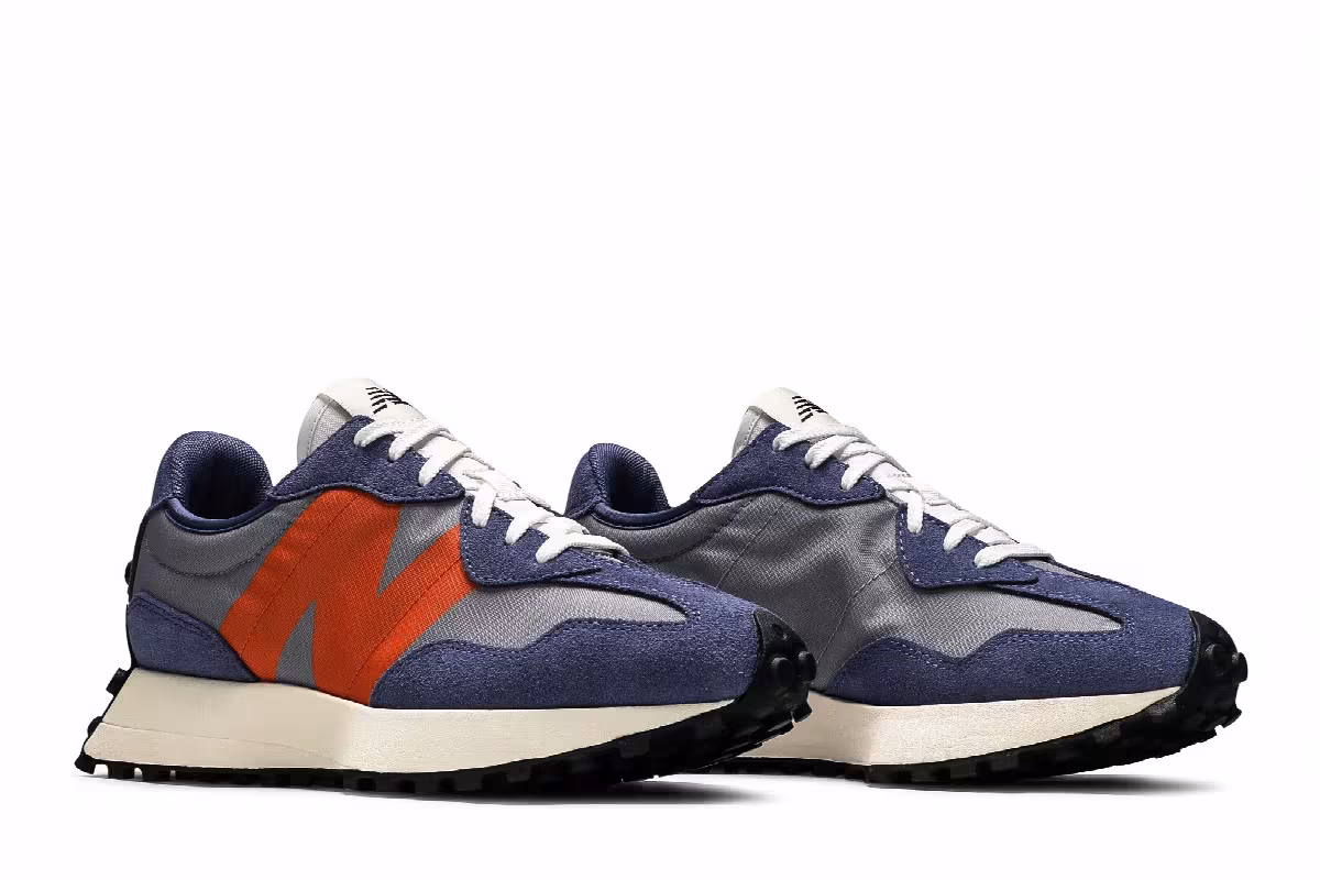 New Balance Women's 327 Magnetic Blue Varsity Orange, view 9