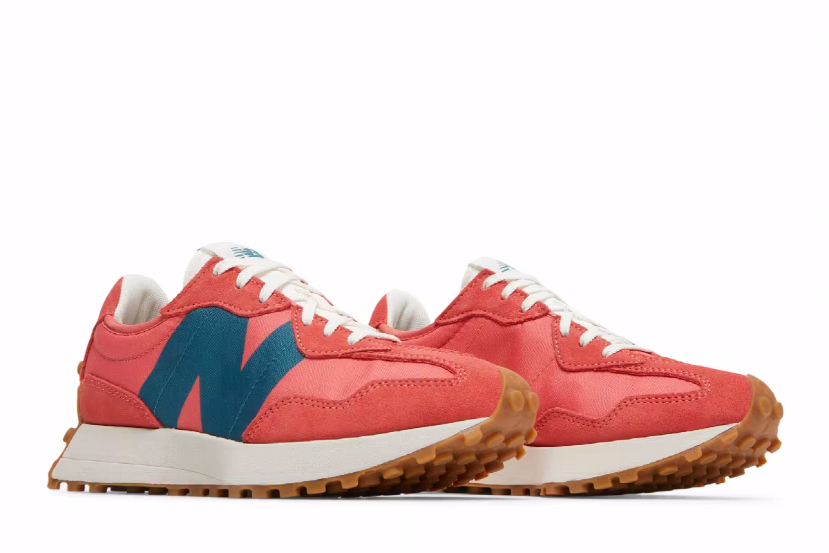 New Balance Women's 327 Red Teal, view 9