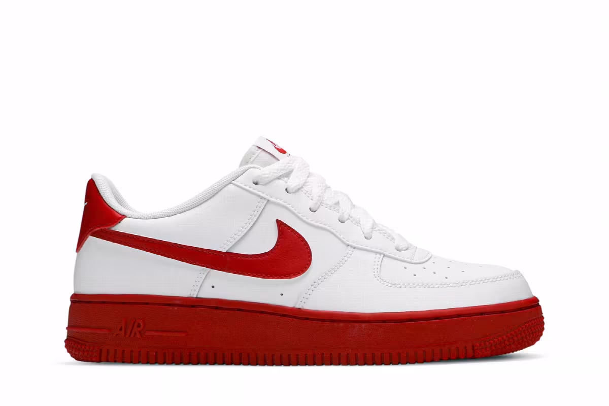 Nike Air Force 1 GS White Red Sole, view 2
