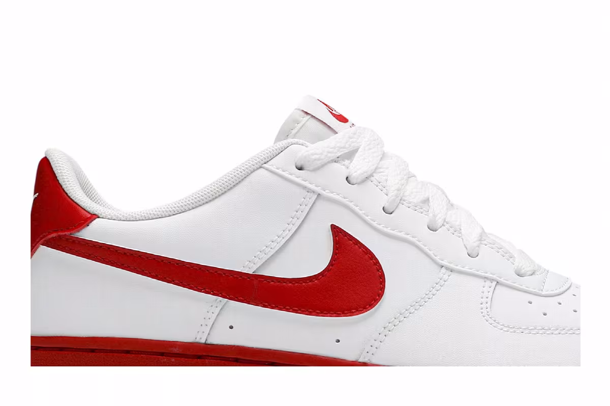 Nike Air Force 1 GS White Red Sole, view 3