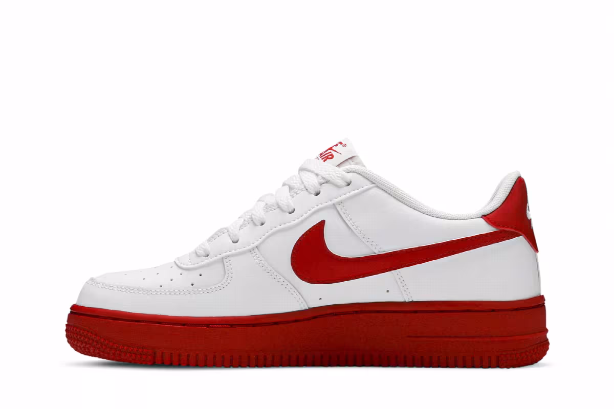 Nike Air Force 1 GS White Red Sole, view 4