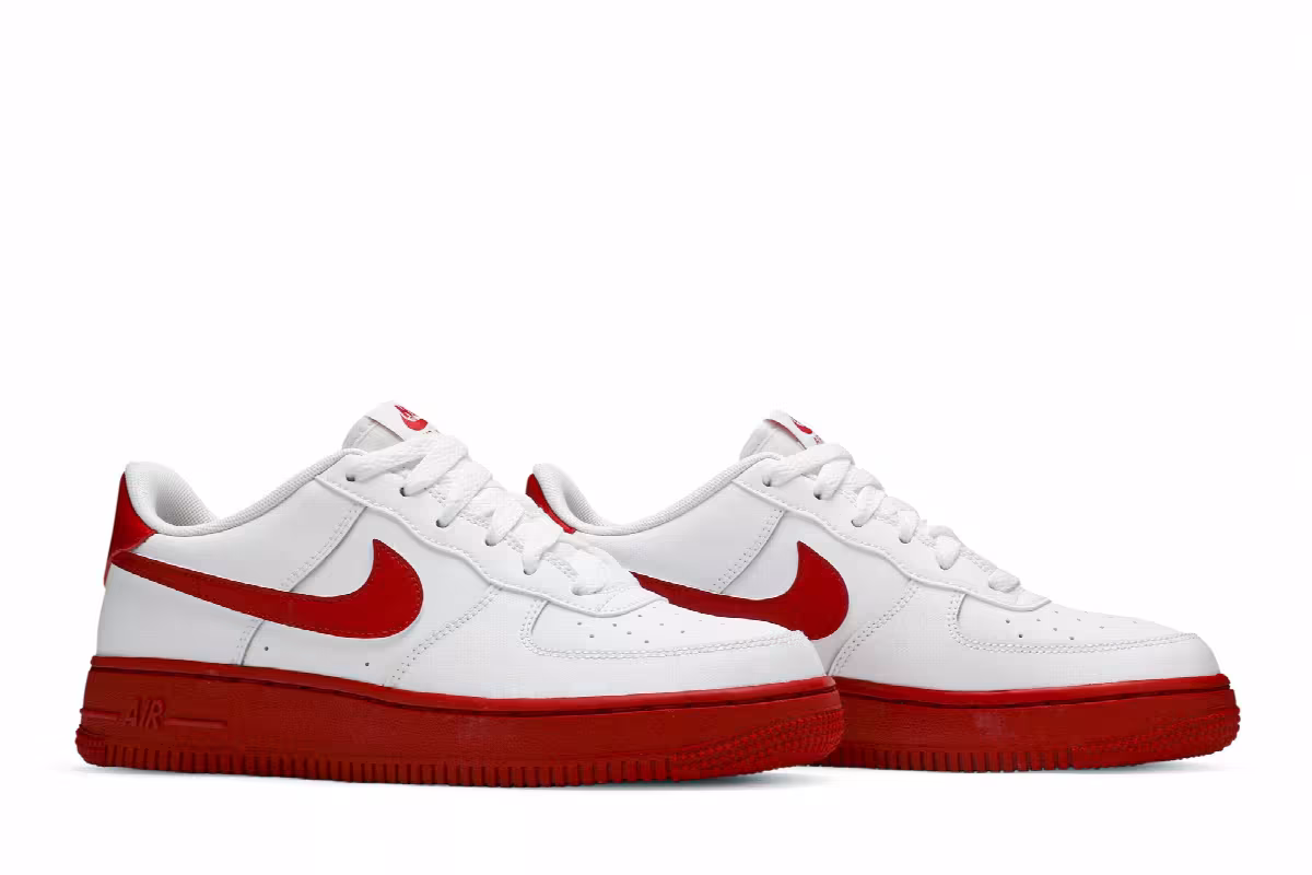 Nike Air Force 1 GS White Red Sole, view 9