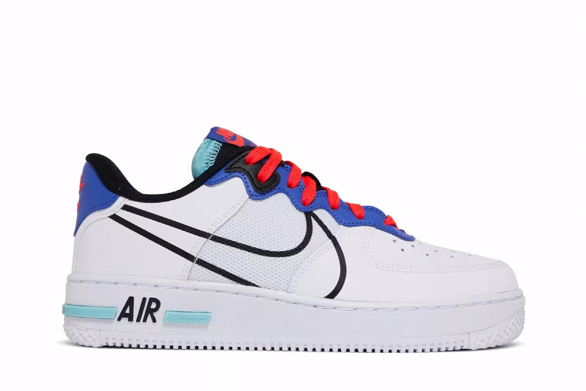 Nike Air Force 1 React GS Astronomy Blue Laser Crimson, view 2