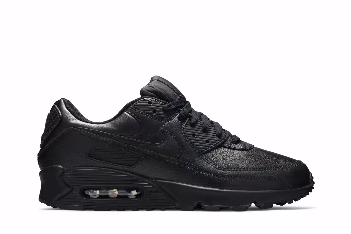 Nike Air Max 90 Leather Triple Black, view 2