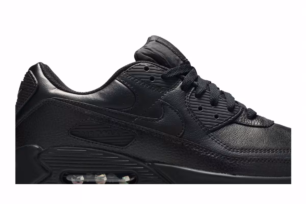 Nike Air Max 90 Leather Triple Black, view 3