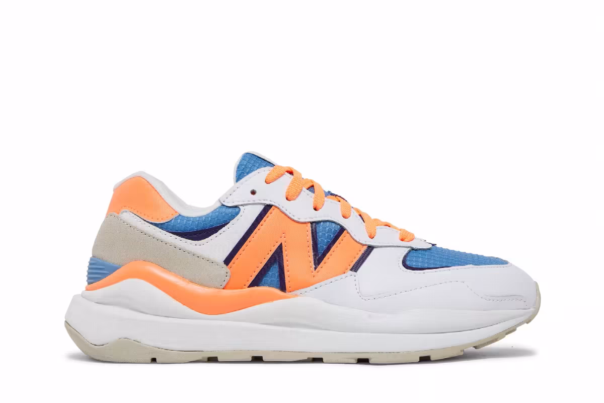 New Balance Women's 57/40 White Orange Stellar Blue, view 2