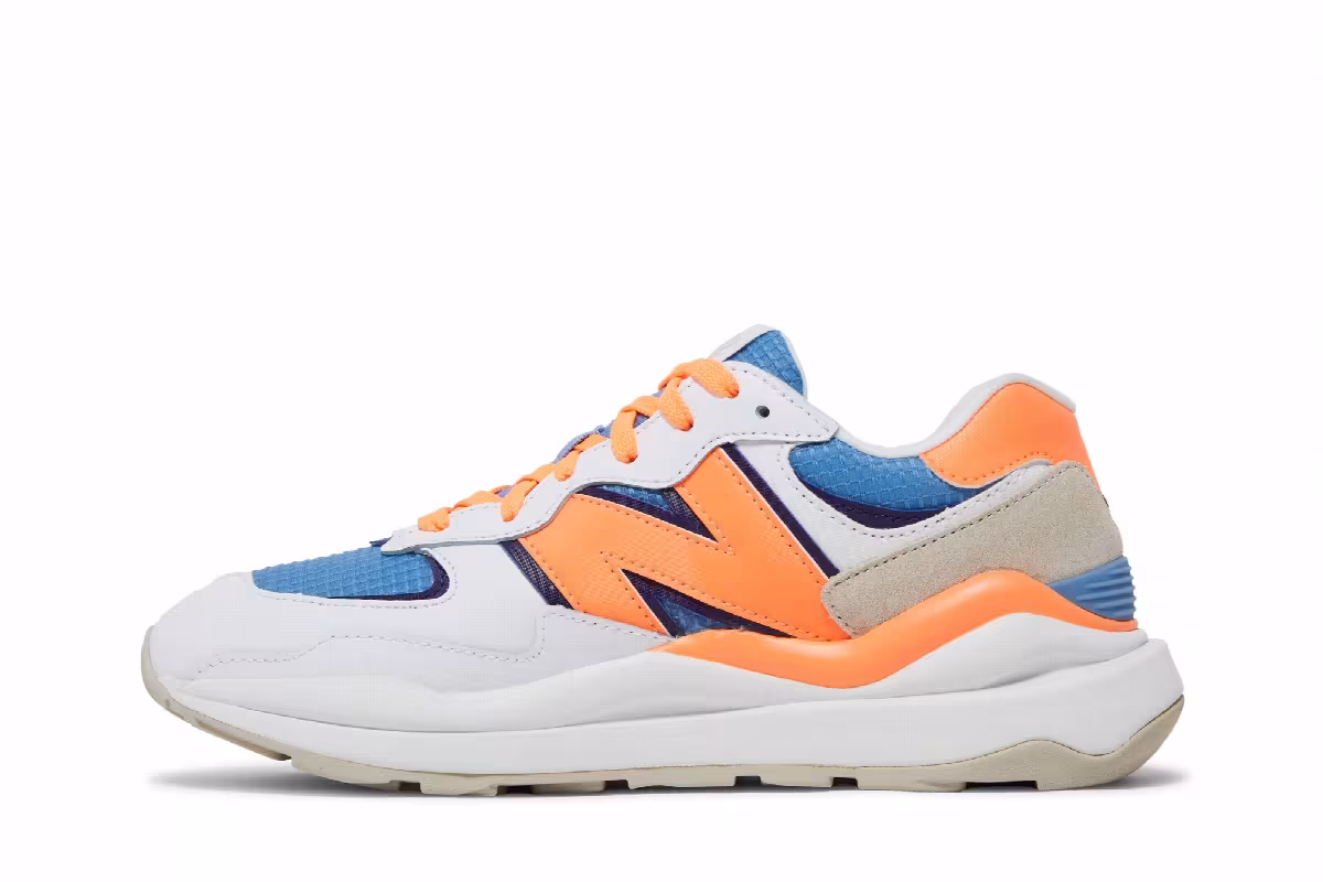 New Balance Women's 57/40 White Orange Stellar Blue, view 4