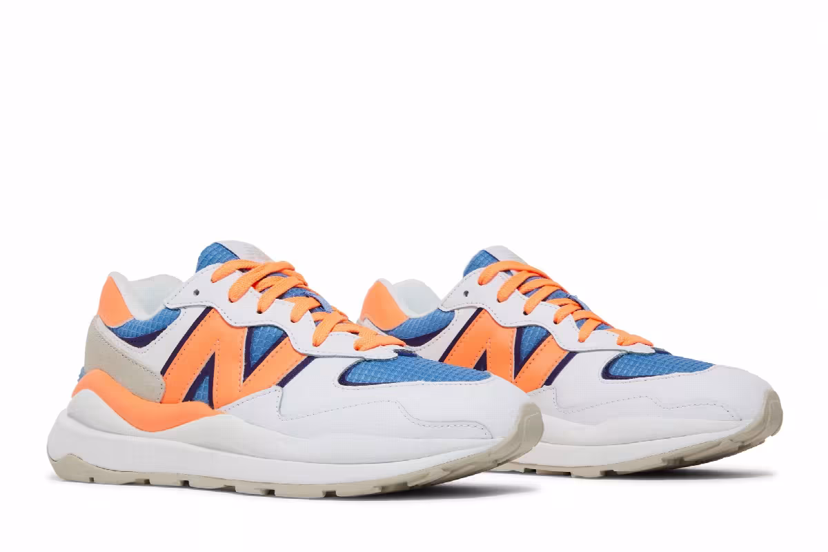 New Balance Women's 57/40 White Orange Stellar Blue, view 9