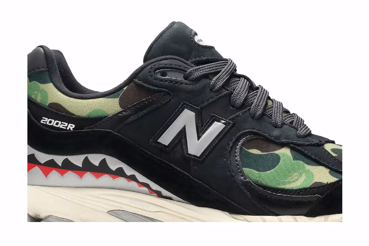 BAPE x New Balance 2002R Apes Together Strong - Black Camo, view 3