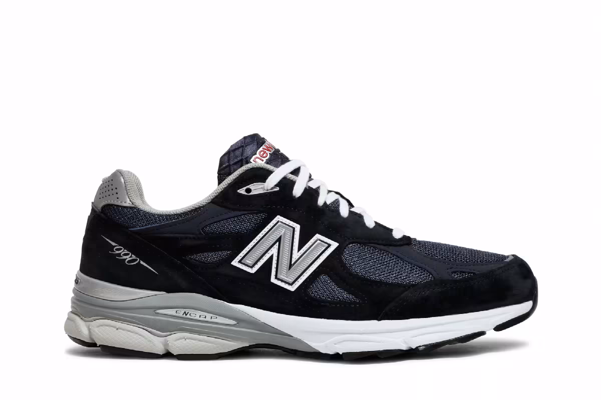 New Balance Men's 990v3 Made In USA Navy, view 2