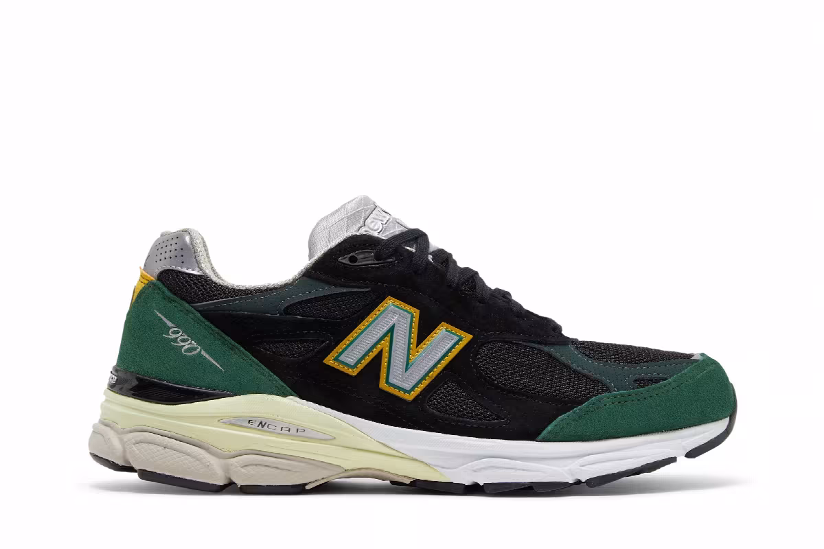 New Balance 990v3 Made In USA Black Green, view 2