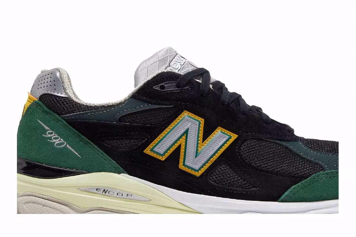 New Balance 990v3 Made In USA Black Green, view 3