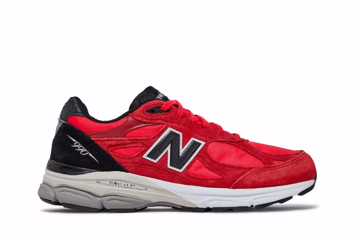 New Balance 990v3 Made In USA Red Suede, view 2