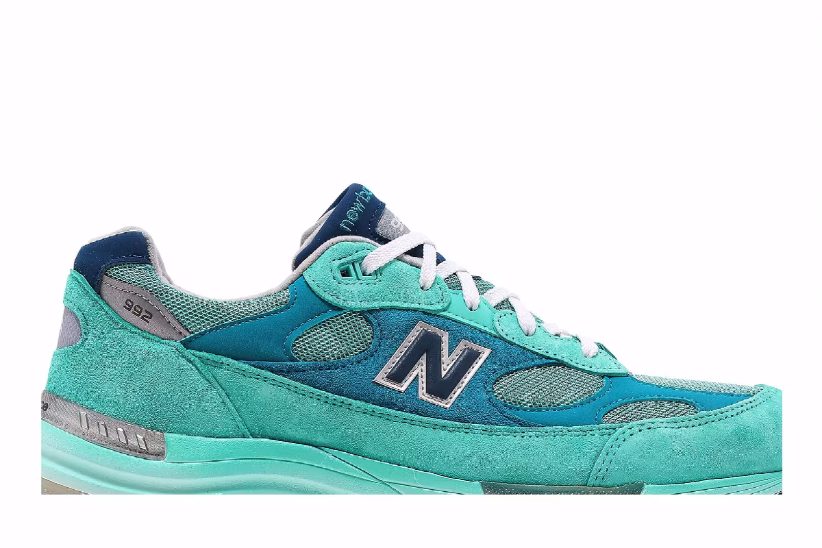 New Balance 992 Made in USA Blue Silver Metallic, view 3