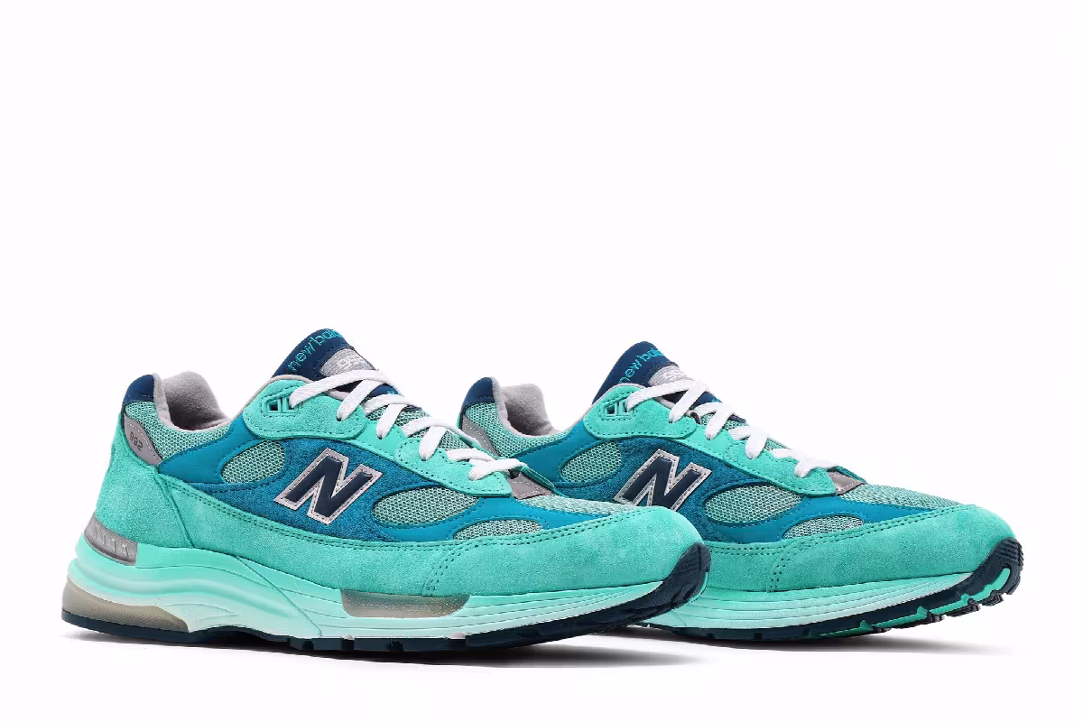 New Balance 992 Made in USA Blue Silver Metallic, view 9