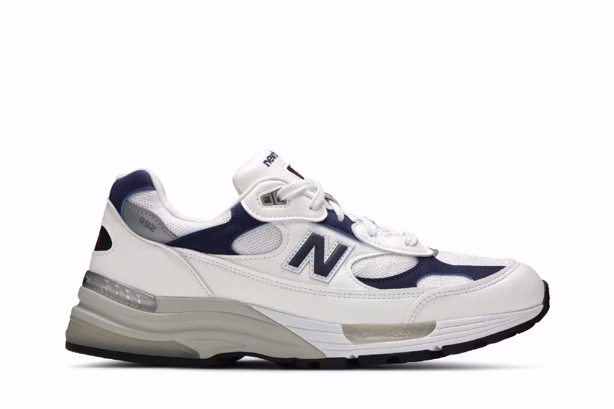 New Balance 992 Made in USA White Navy, view 2