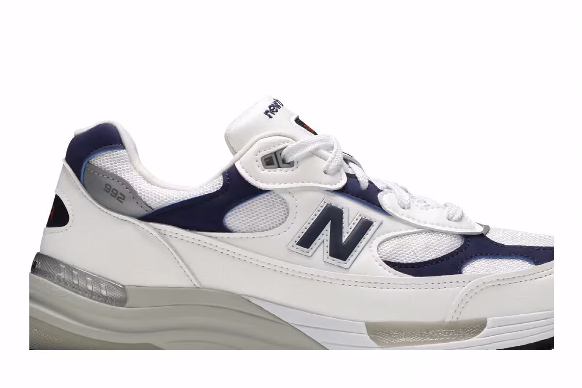 New Balance 992 Made in USA White Navy, view 3