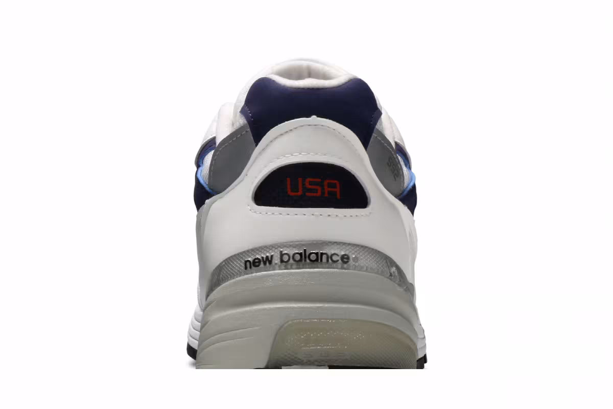 New Balance 992 Made in USA White Navy, view 8