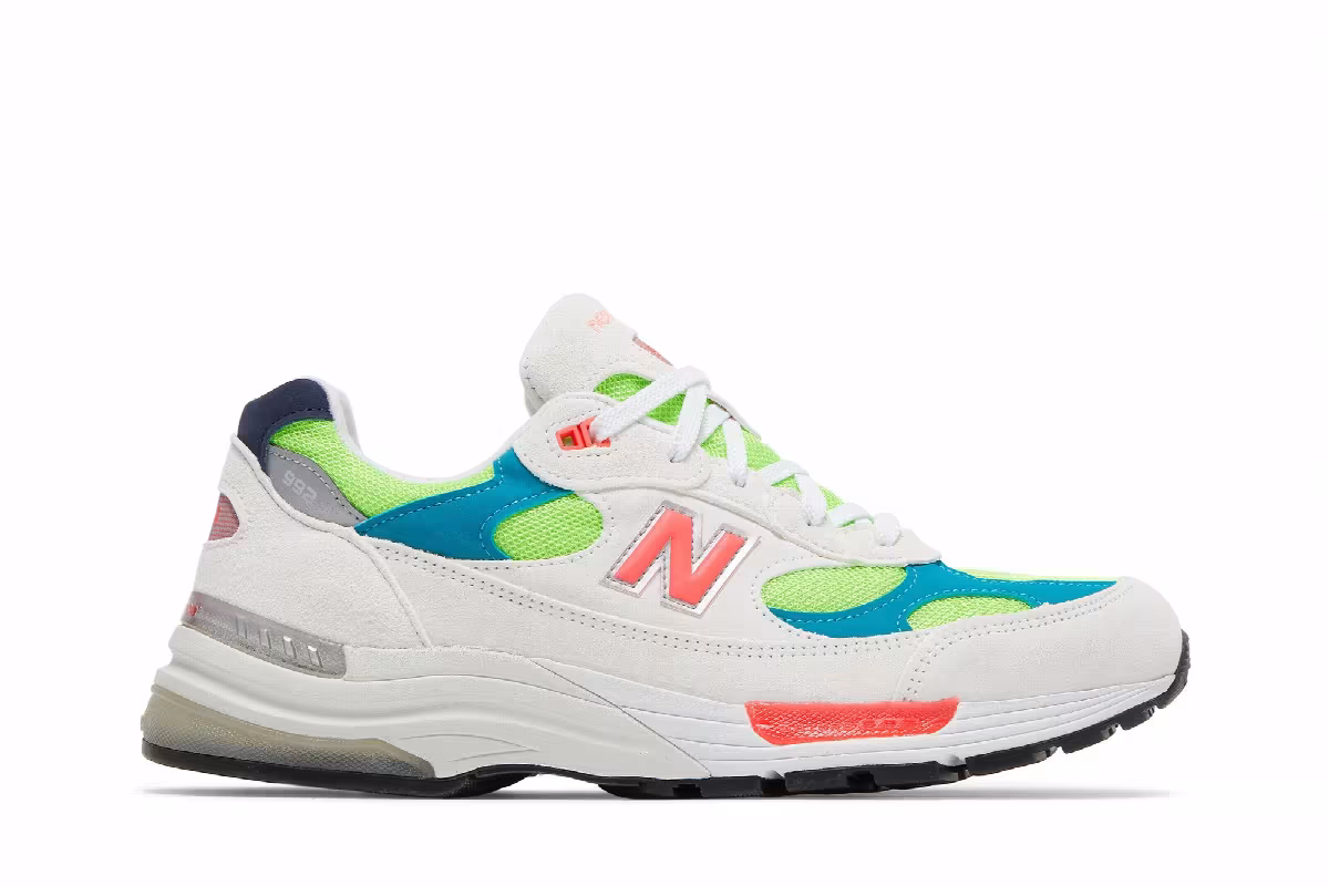 New Balance 992 Made in USA White Neon, view 2