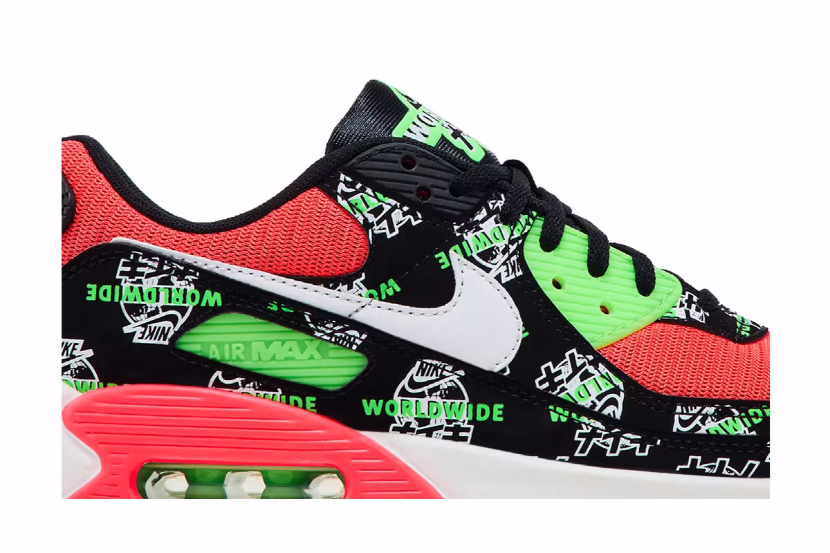 Nike Women's Air Max 90 SE Worldwide - Black Katakana Logo, view 3