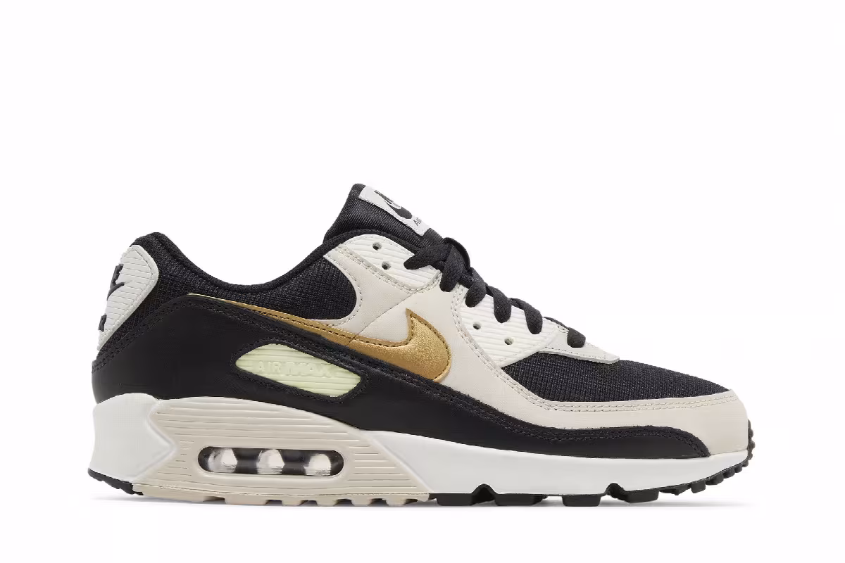 Nike Women's Air Max 90 Black Metallic Gold, view 2