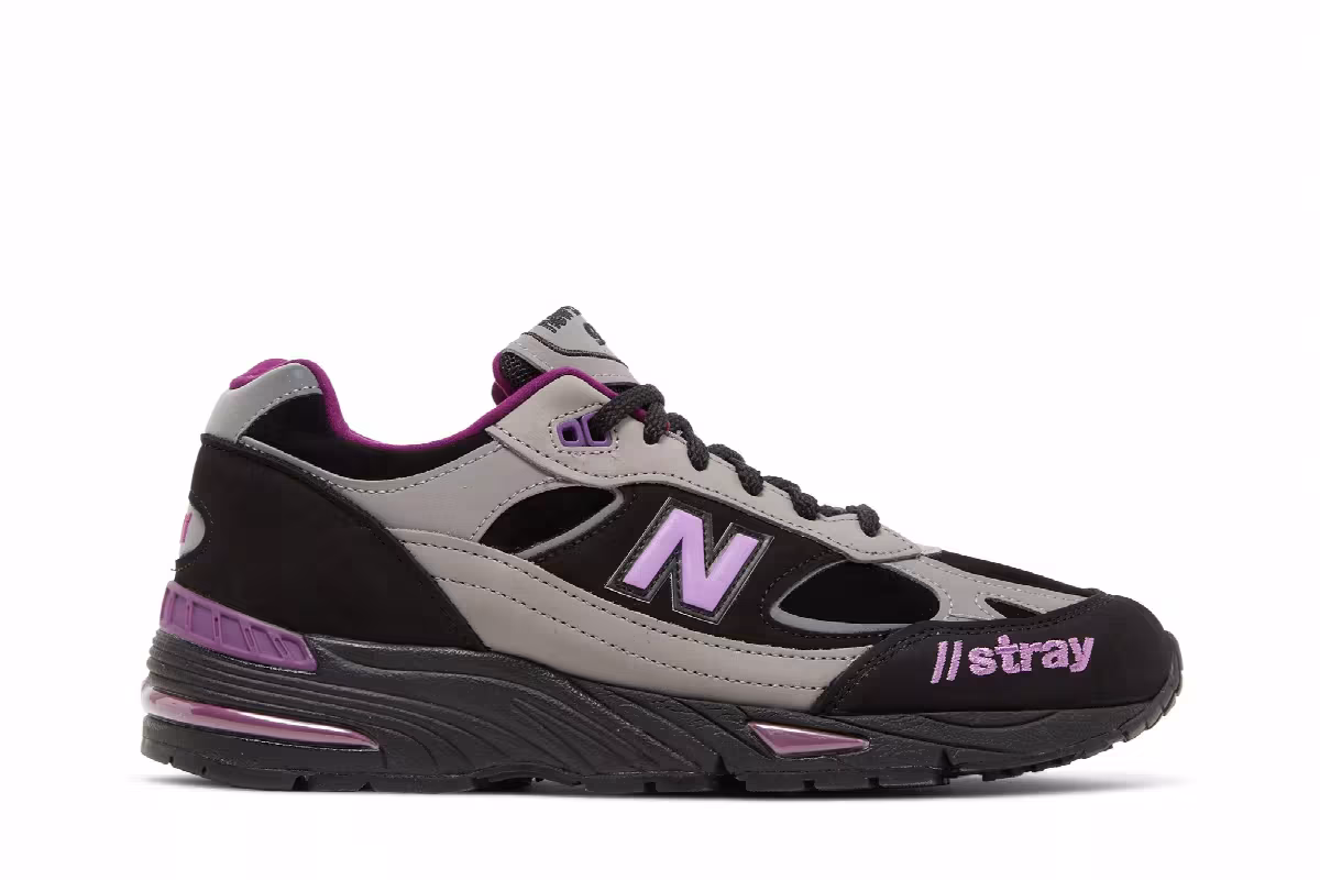 Stray Rats x New Balance 991 Made in England Black Purple, view 2
