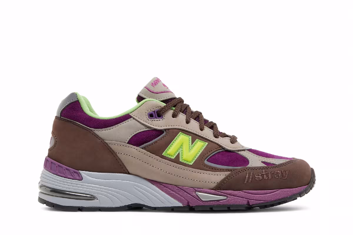 Stray Rats x New Balance 991 Made in England Purple Green, view 2