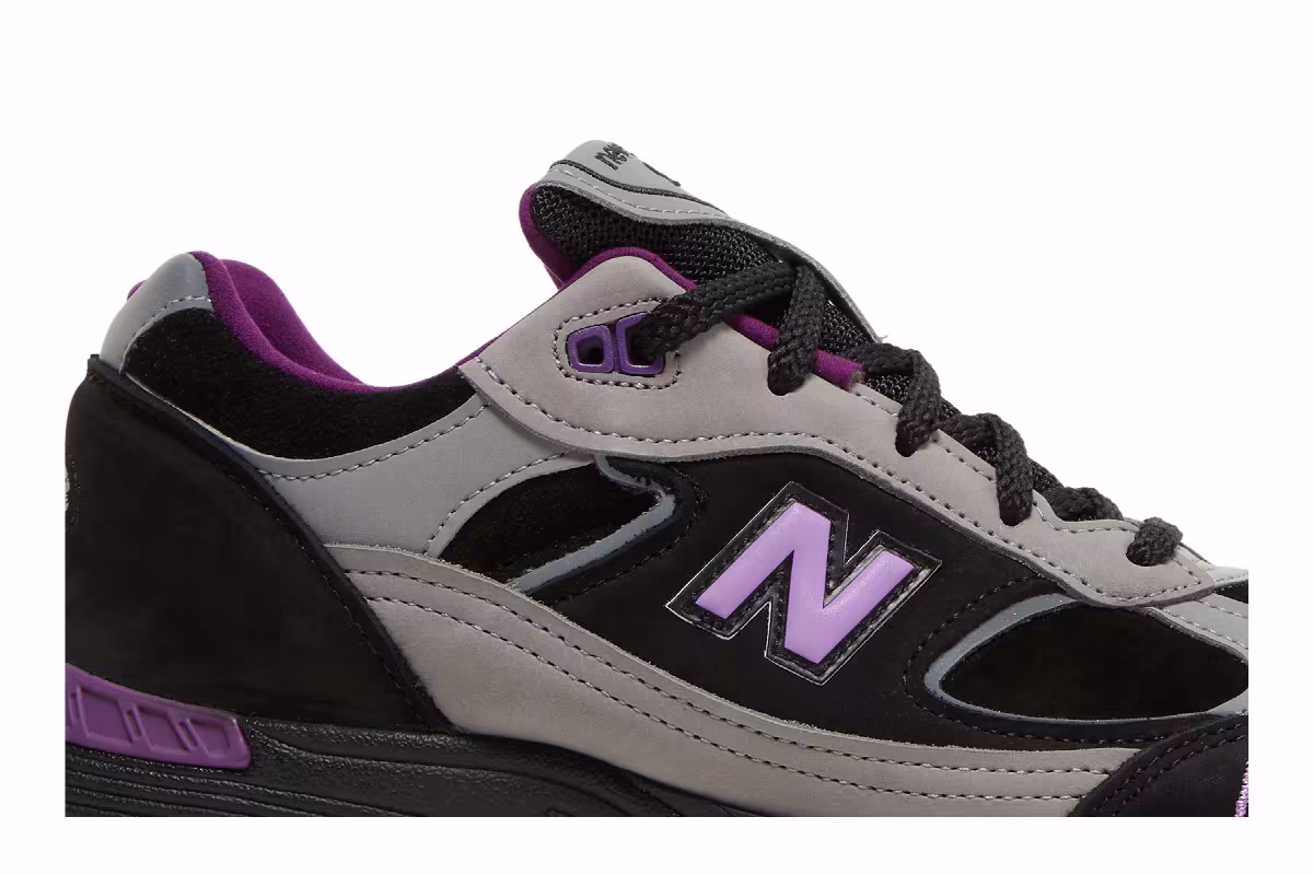 New Balance Stray Rats x Women's 991 Made In England Black Purple, view 3
