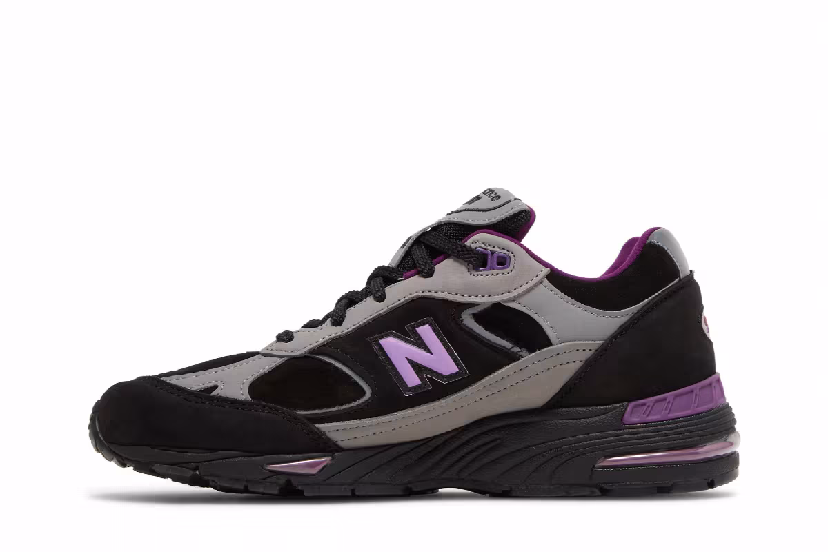 New Balance Stray Rats x Women's 991 Made In England Black Purple, view 4
