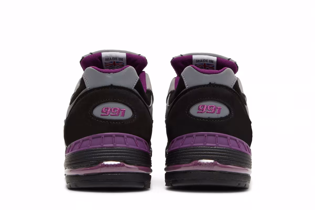 New Balance Stray Rats x Women's 991 Made In England Black Purple, view 7