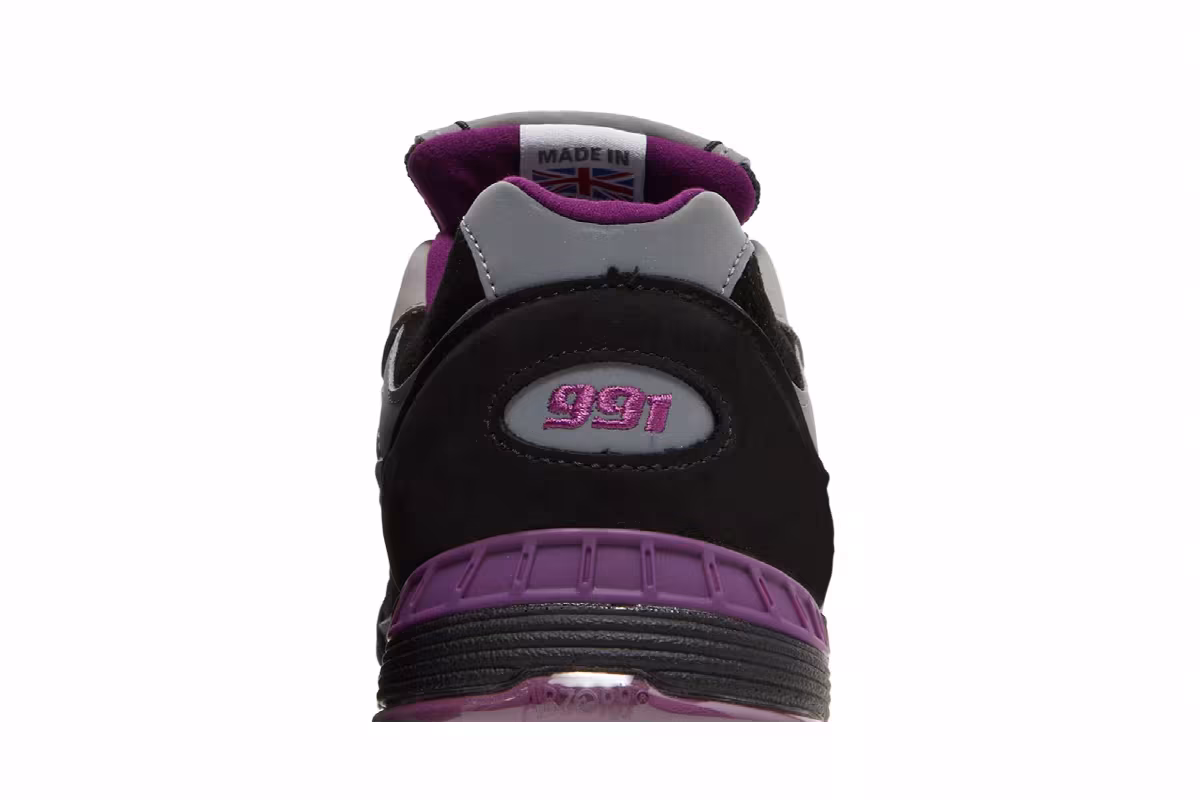 New Balance Stray Rats x Women's 991 Made In England Black Purple, view 8