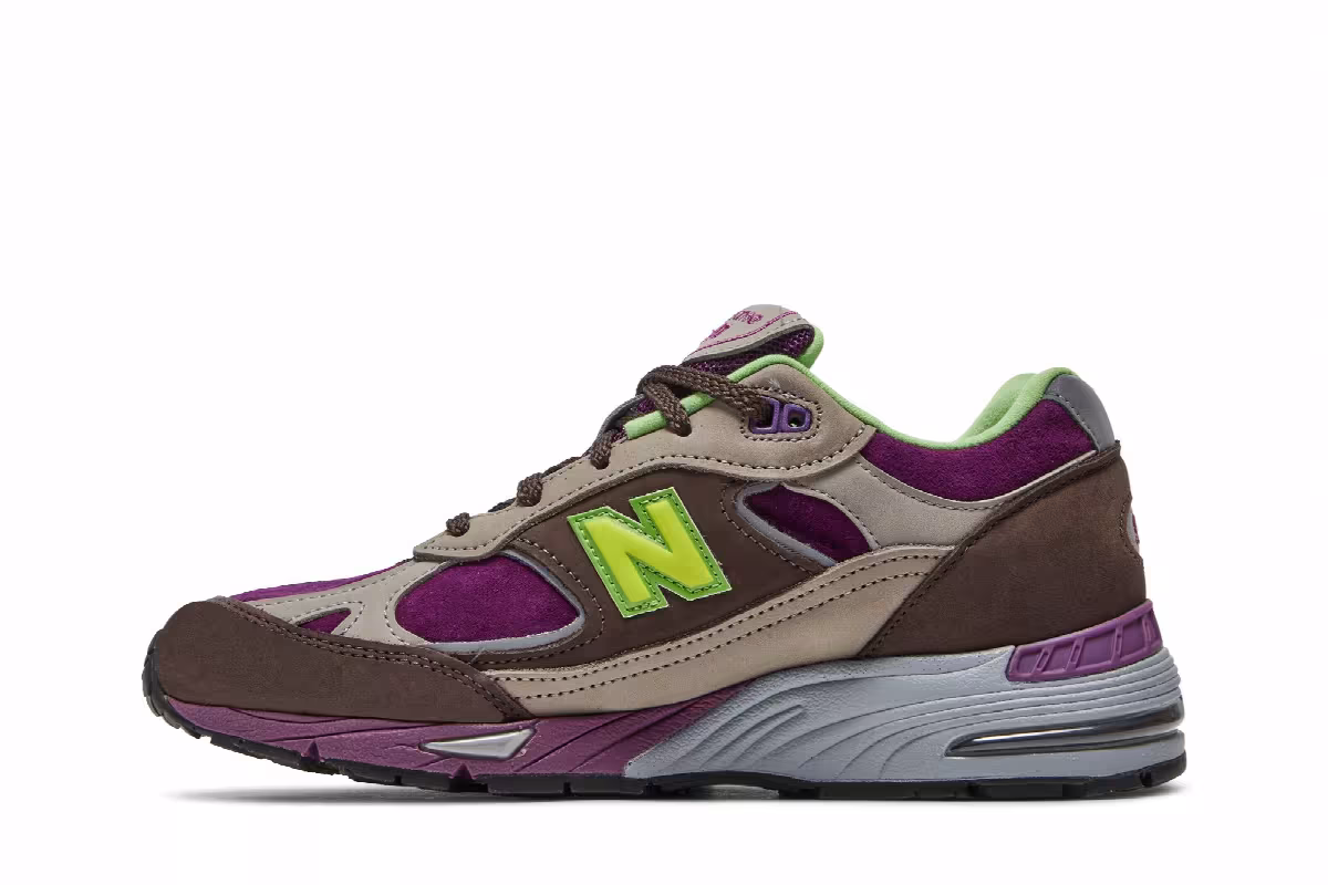 Stray Rats x New Balance Women's 991 Made in England Purple Green, view 4