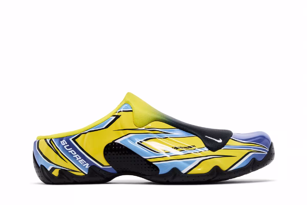 Supreme x Nike Clogposite Opti Yellow Blue, view 2
