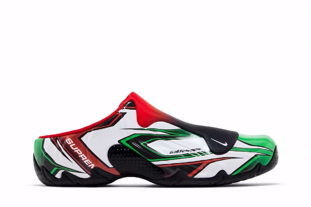 Supreme x Nike Clogposite White Gym Red Green, view 2