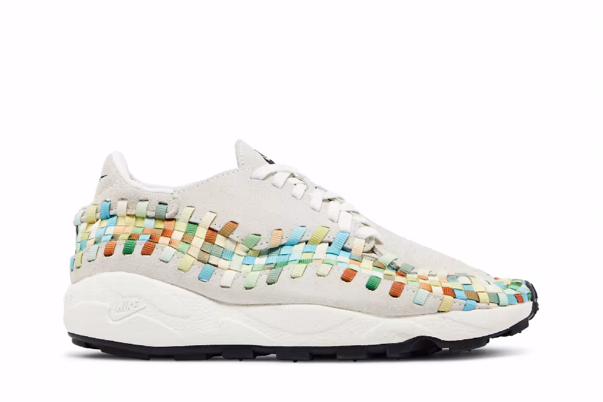 Nike Women's Air Footscape Woven Summit White Rainbow, view 2